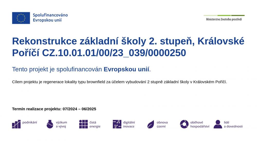 Rekonstrukce základní školy 2. stupeň, Královské Poříčí