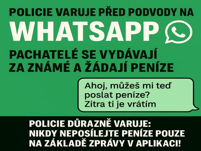 Policie varuje před podvody na WhatsAppu – pachatelé se vydávají za známé a žádají peníze.