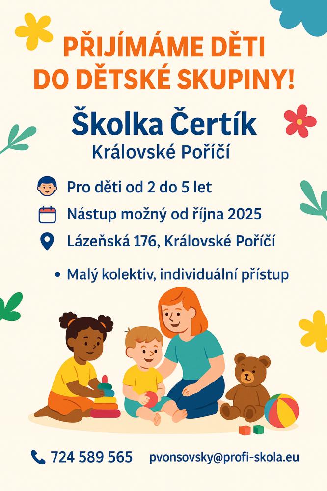 Dětská skupina Školka Čertík přijímá děti