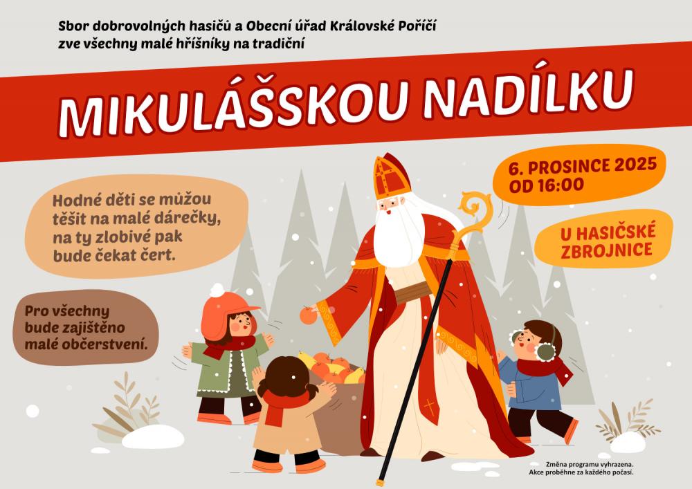 Sbor dobrovolných hasičů a Obecní úřad Královské Poříčí zve 6. prosince od 16:00