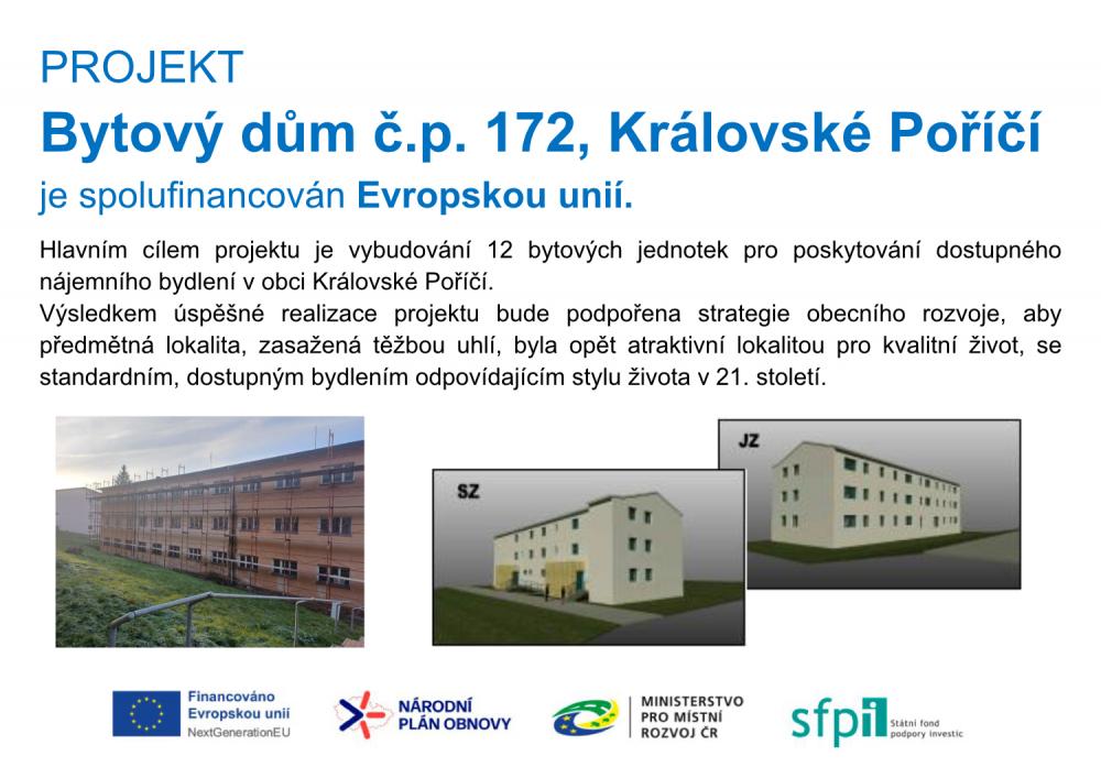 PROJEKT: Bytový dům č.p. 172, Královské Poříčí
