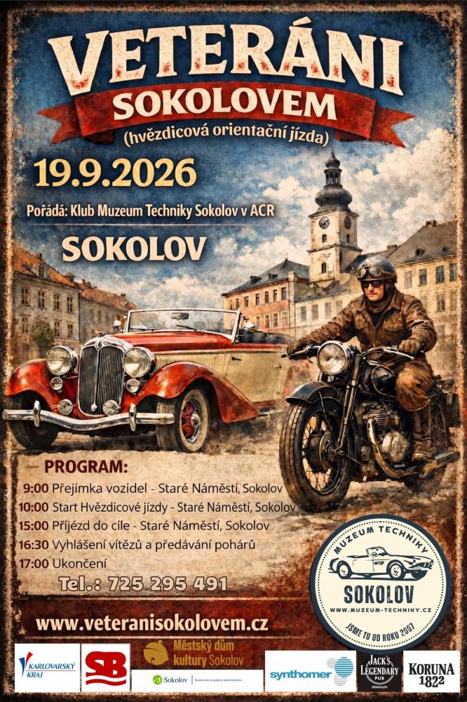 Plakát na Veteránskou rallye v Sokolově